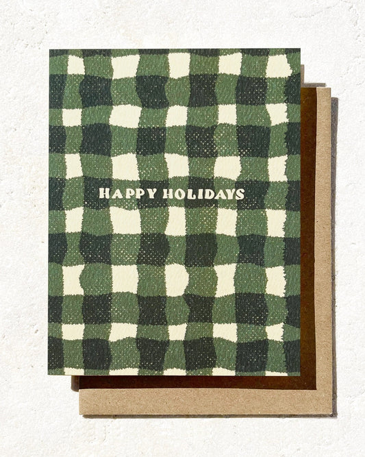 Merry Christmas Green Plaid Card