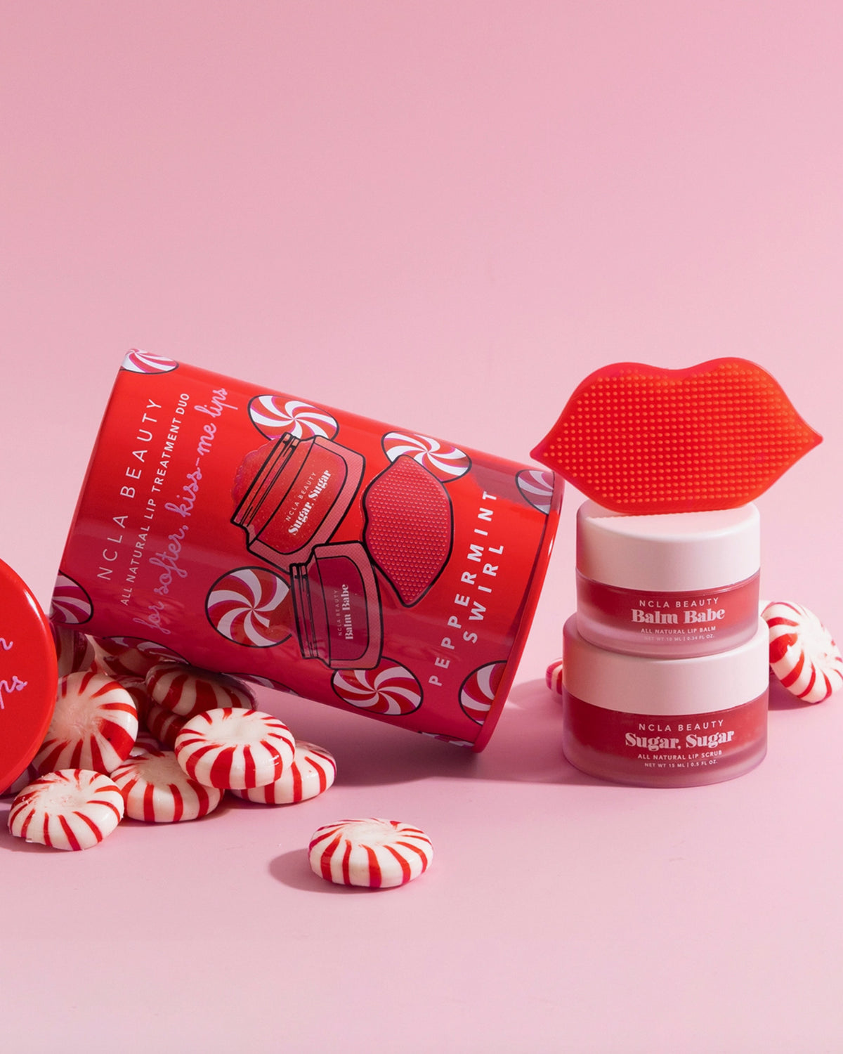 Peppermint Swirl Lip Care Set + Lip Scrubber Holiday Set