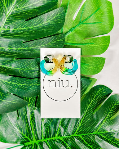 He Is Resin Earrings - Blue