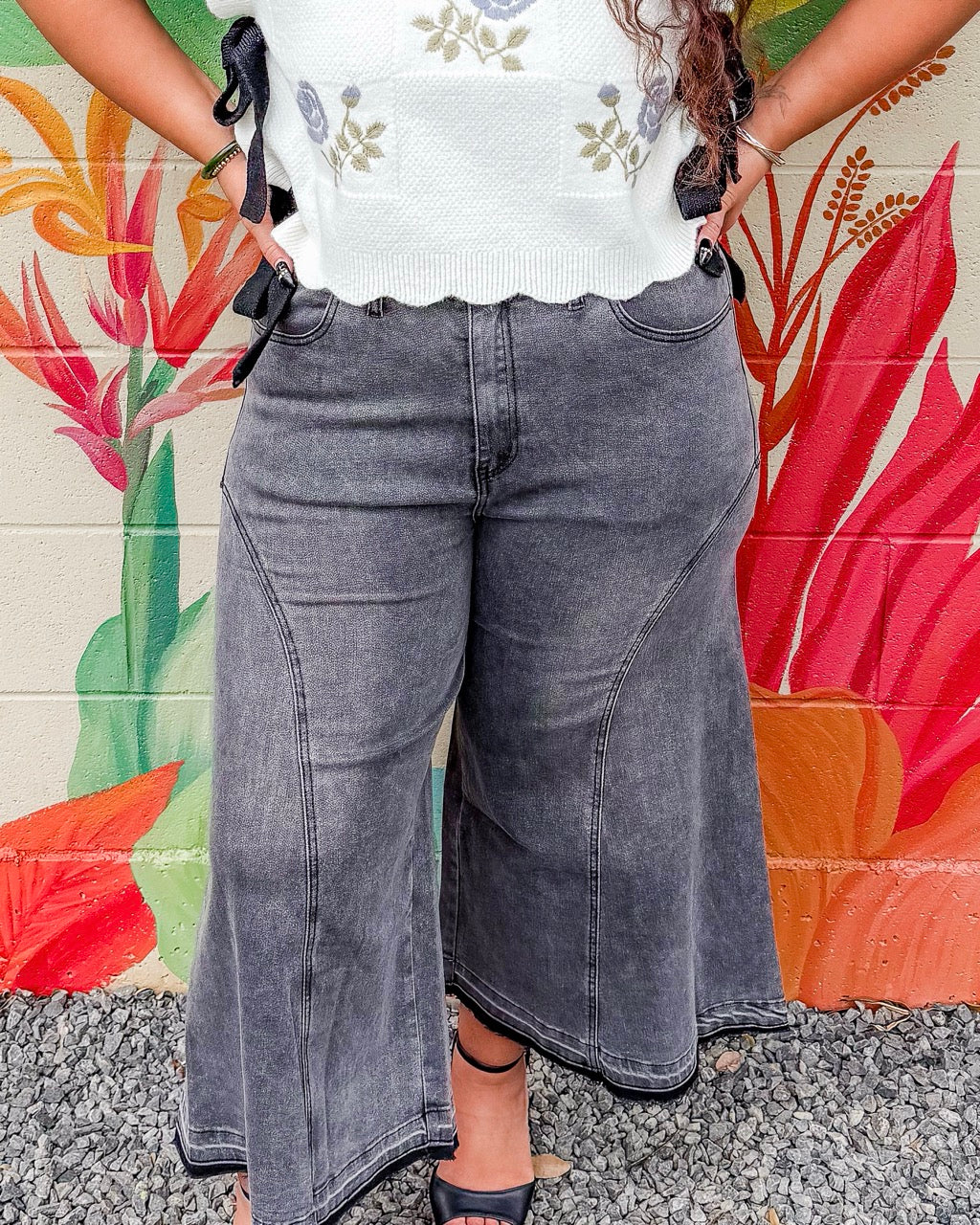 José Denim Culottes - Washed Black