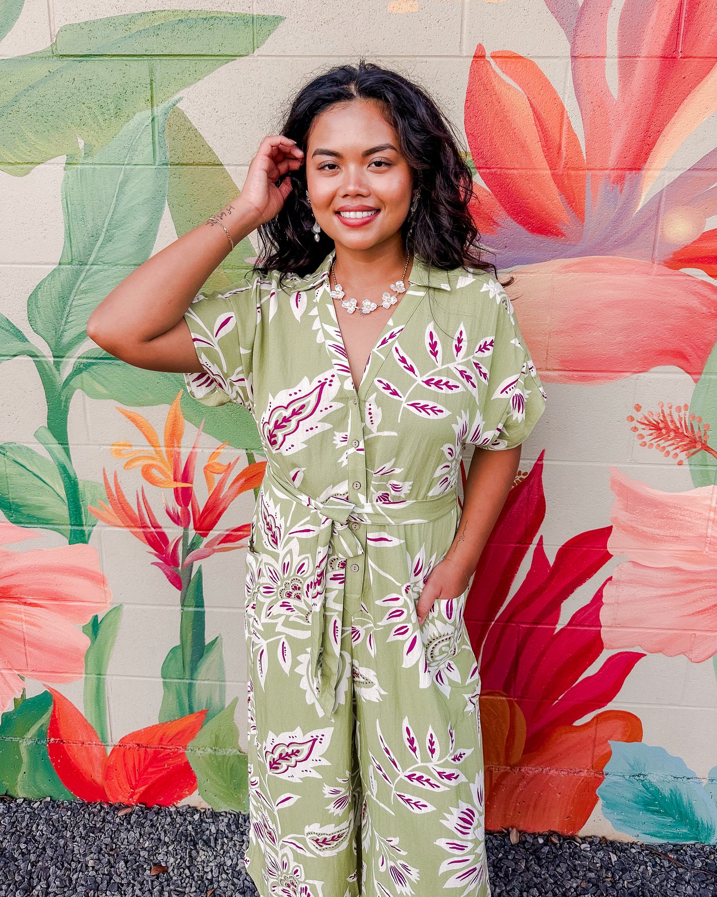 Mindy Jumpsuit - Split Pea