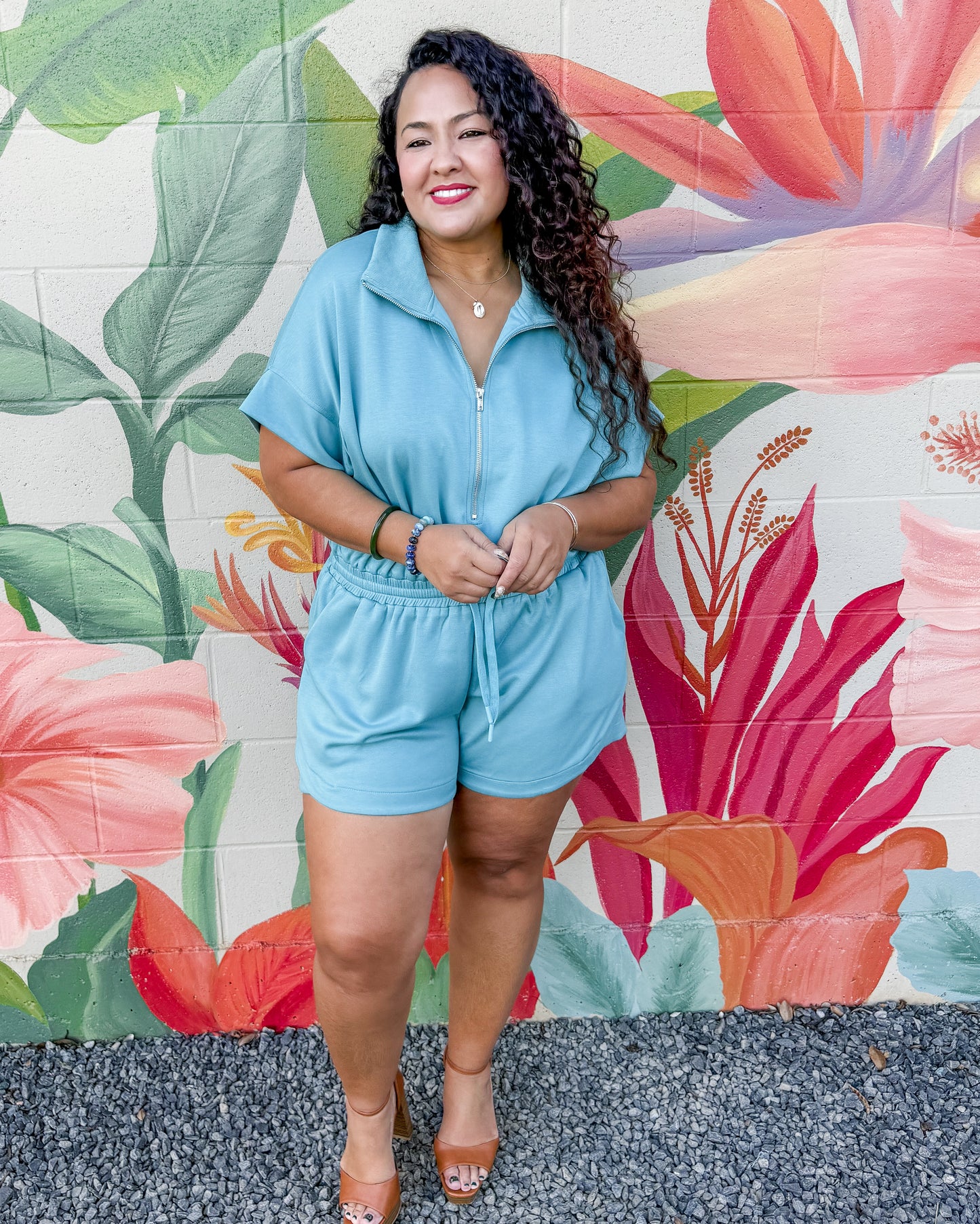 Tilly Bloom Romper - Teal