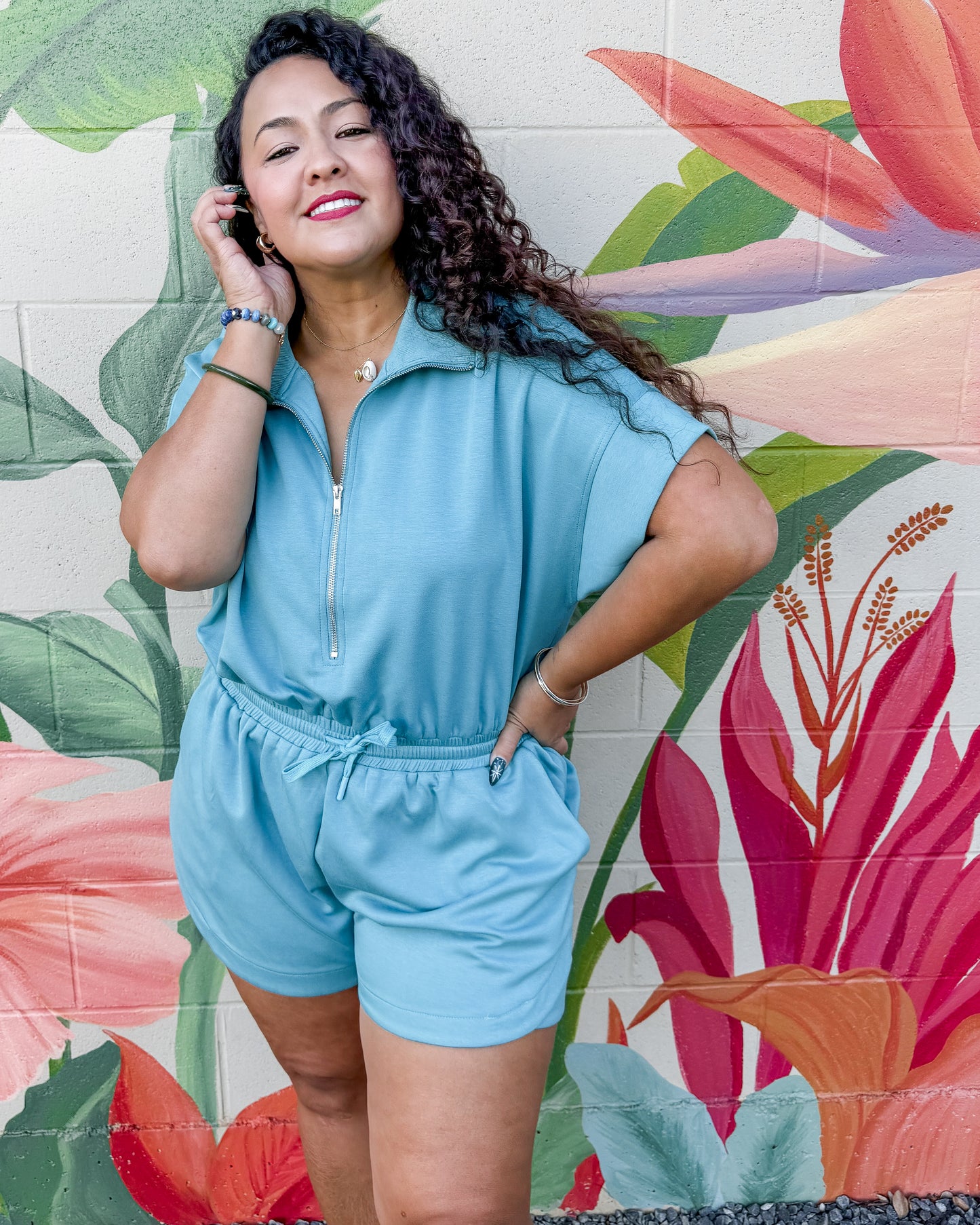 Tilly Bloom Romper - Teal